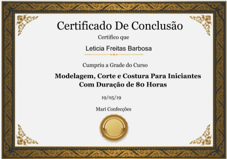 certificado curso de modelagem corte e costura - CURSO DE MODELAGEM, CORTE E COSTURA DA MARI + AULAS GRÁTIS AQUI